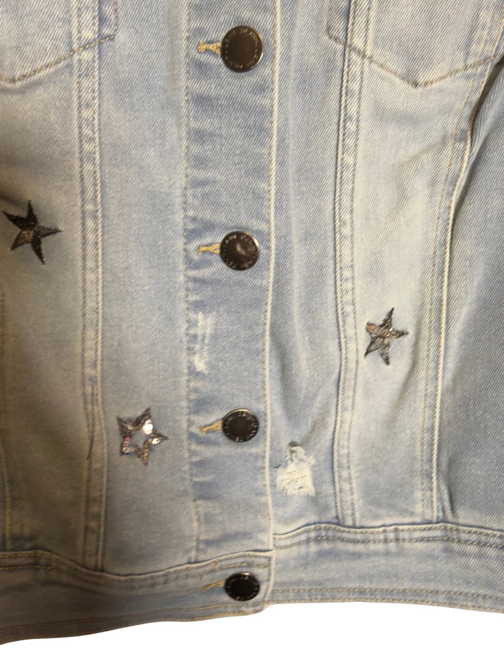 Lane Bryant Light Wash Star-Embellished Denim Jacket - Picture 3 of 5